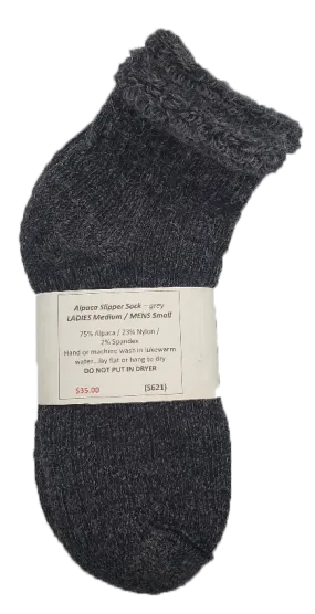 S621 Alpaca Thermal Slipper Sock Grey Ladies Medium / Mens Small