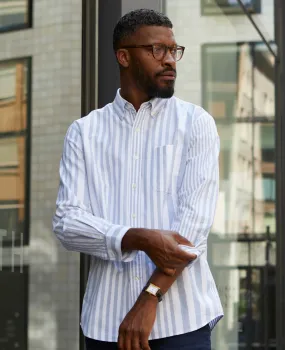 Blue White Variegated Stripe Oxford Shirt