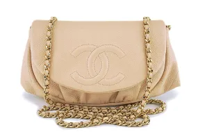 Chanel Beige Clair Caviar Half Moon WOC Wallet on Chain Flap Bag GHW