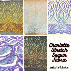 Charlotte Stretch Sequin Fabric | Embroidery Lace On Mesh