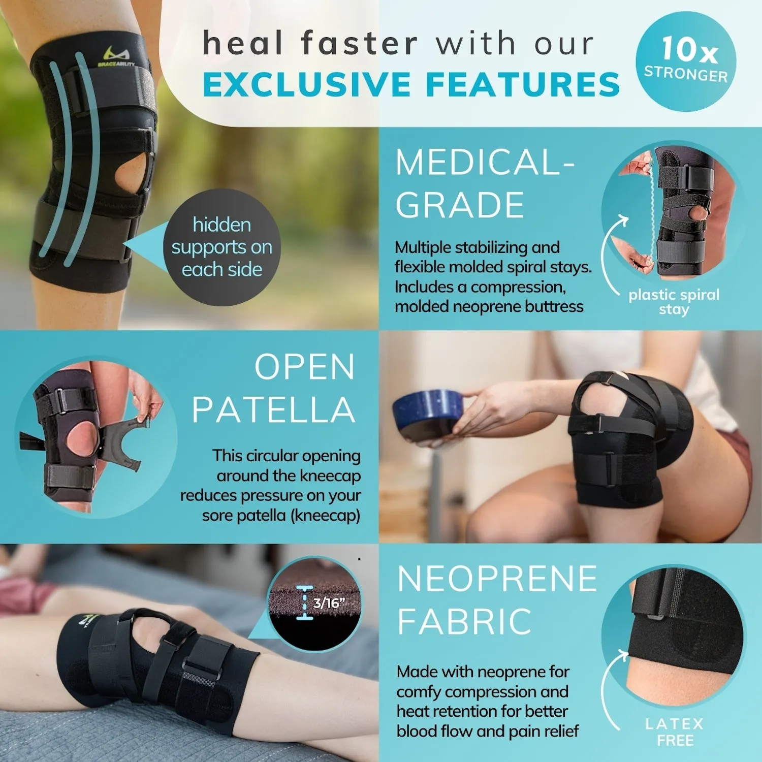 J Patella Stabilizing Knee Brace | Medial or Lateral Support for Subluxation and Dislocation