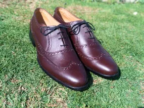 Oxford Shoes Genuine Leather Wingtoe Full brogue Brown