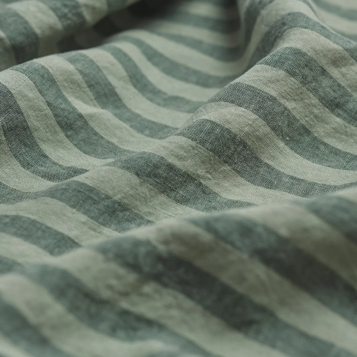 Pine Green Pembroke Stripe 100% Linen Fitted Sheet