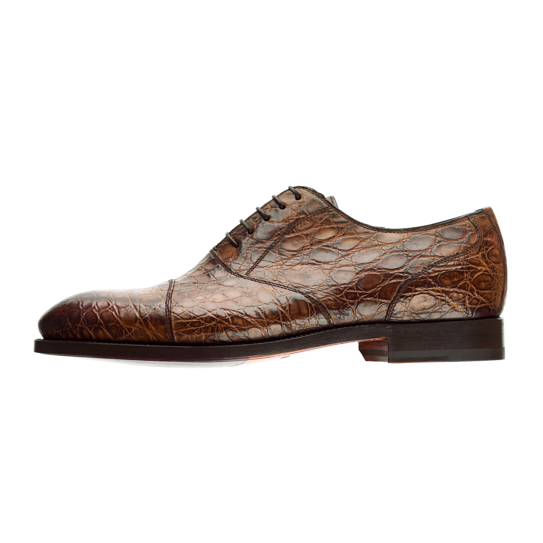 "Cipriani" Five-Eyelet Crocodile Oxford with Hand-Stitched Cap Toe